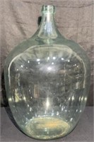 Antique Blown Glass Demijohn Bottle in Wicker