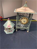 Vintage clock and hanging house