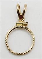 (JL) 14kt Yellow Gold Pendant for 5/8" Coin or