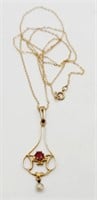 (MN) 14kt Yellow Gold Edwardian Style Necklace