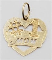 (MN) 14kt Yellow Gold #1 Mom Charm (1/2" long)