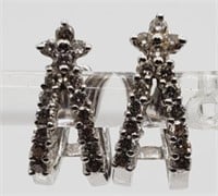 (QW) 14kt White Gold Diamond Pierced Earrings