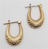 (QW) 14kt Yellow Gold Hoop Pierced Earrings (3/4"