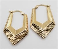 (QW) 14kt Yellow Gold Hoop Pierced Earrings