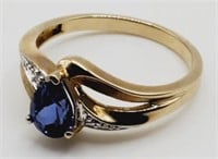 (SN) 1Okt Yellow Gold Blue Sapphire and Diamond