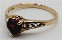 (SN) 1Okt Yellow Gold Garnet and Crystal Ring