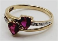 (SN) 1Okt Yellow Gold Ruby and Diamond Ring (size