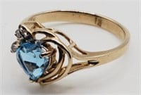 (SN) 1Okt Yellow Gold Blue Topaz and Diamond Ring
