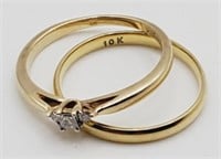 (SN) 1Okt Yellow Gold Diamond Ring and Band (size