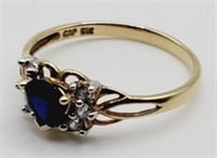 (SN) 1Okt Yellow Gold Blue Sapphire and Crystal