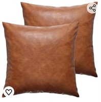 Throw Pillow Covers Faux Leather 18X18 2 Pack