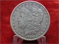 1896 Morgan Silver US dollar coin.