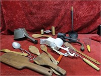 Old primitive kitchen utensil tools.