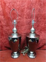 Pair metal table lamps