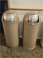 2 Metal Trash Cans with Inserts