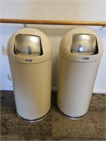 2 Metal Trash Cans with Inserts