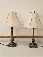 Pair of 27" Metal Lamps with Shades