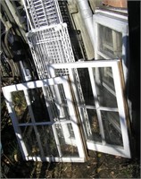 Group of six wood framed antique windows