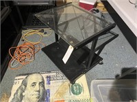 METAL FRAMED GLASS TOP END TABLE