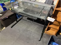 METAL FRAMED GLASS TOP DESK THIS ITEM IS IN THE