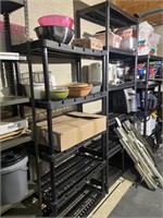 LOT OF TWO PLASTIC SHELVING UNITS CONTENTS NOT