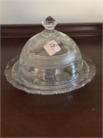 INDIANA GLASS ROUND BUTTER DISH W/LID