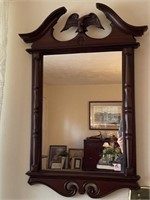 ENGLISH MAHOGANY WALL MIRROR W/EAGLE