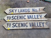 3 WOOD SIGNS: SCENIC VALLEY AND SKYLAND