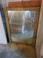 WOOD FRAME ANTIQUE WALL MIRROR