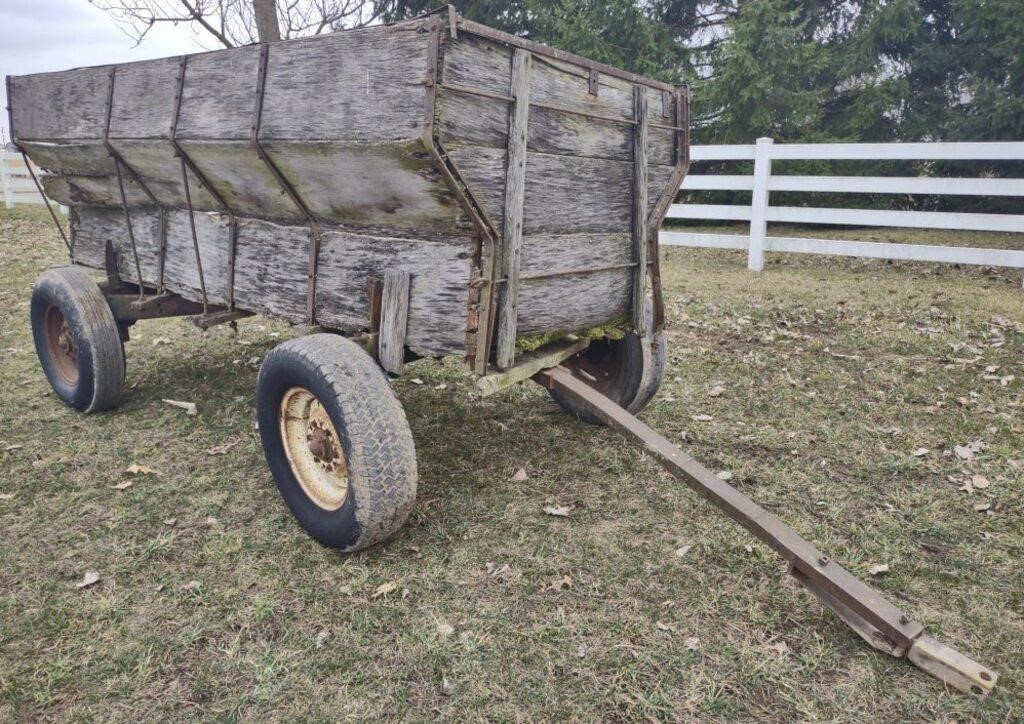 Antique Wooden 2 Axle Grain Wagon