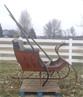 Wood Horse Drawn Cutter Sleigh with Pulls  (42" x