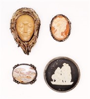 Vintage Sterling Cameo Broaches