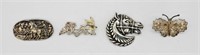 (4) STERLING SILVER ANIMAL THEME PINS