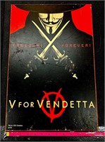 V is for Vendetta movie poster on wood