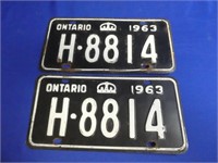 (2) 1963 Ontario License Plates
