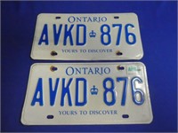 (2) Ontario License Plates