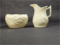 Vintage BELLEEK Porcelain Creamer & Sugar Bowl