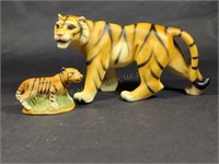 Two Vintage Ceramic Tiger Figurines