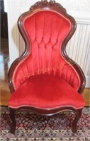 Vintage Wood Fabric Arm Chair