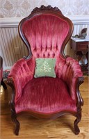 Vintage Wood Fabric Arm Chair