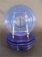 Eight HAZEL ATLAS Blue Cobalt Glass Plates