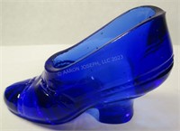 US GLASS COMPANY Cobalt Blue Glass Ladies Shoe