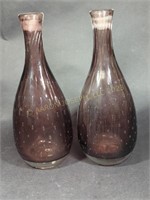 Two Vintage Purple Glass Vases