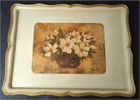 Wood Floral Print Serving Tray