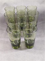 Ten Green Glass Tumblers