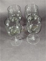 Four Gray Glass Wine Glasses