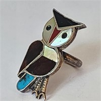 Vintage Bold Native American Fetish Owl Ring