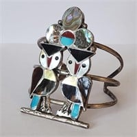 Vintage Bold Native American Fetish Owl Bracelet