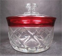 Vintage INDIANA GLASS Ruby Cut Glass Bowl w/ Lid