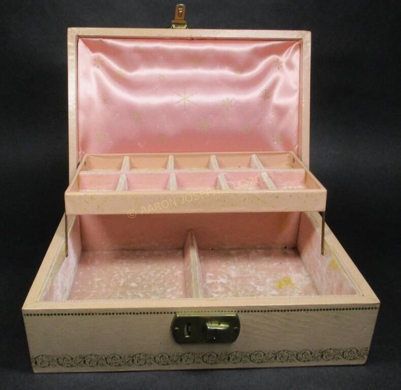 Vintage Two Tier Wooden Jewelry Box